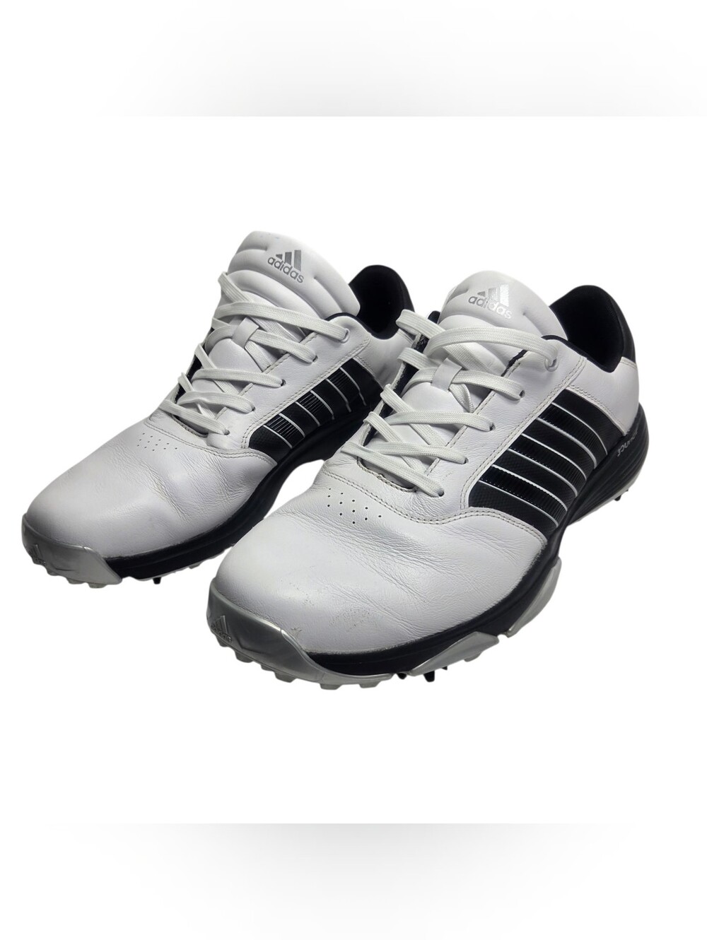 adidas Men’s White and Black Athletic Golf Shoes with Cleats. Size13